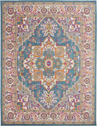 8’ x 10’ Teal and Pink Medallion Area Rug