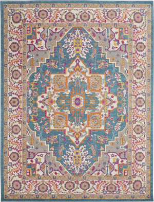 8’ x 10’ Teal and Pink Medallion Area Rug