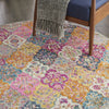 4’ Round Muted Brights Floral Diamond Area Rug