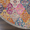 4’ Round Muted Brights Floral Diamond Area Rug