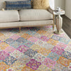 7’ x 10’ Muted Brights Floral Diamond Area Rug