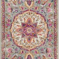 2’ x 8’ Gray and Pink Medallion Runner Rug