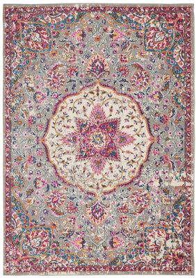 4’ x 6’ Gray and Pink Medallion Area Rug