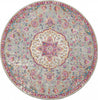 5’ Round Gray and Pink Medallion Area Rug