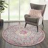 5’ Round Gray and Pink Medallion Area Rug