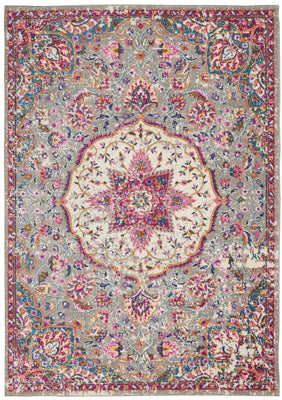 7’ x 10’ Gray and Pink Medallion Area Rug