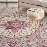 8’ x 10’ Gray and Pink Medallion Area Rug