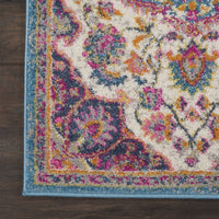 2’ x 6’ Pink and Blue Floral Medallion Runner Rug