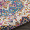 4’ Round Pink and Blue Floral Medallion Area Rug