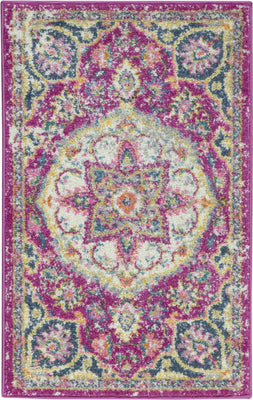 2’ x 3’ Pink and Ivory Medallion Scatter Rug