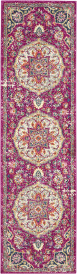 2’ x 6’ Pink and Ivory Medallion Runner Rug