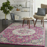 4’ x 6’ Pink and Ivory Medallion Area Rug