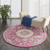 4’ Round Pink and Ivory Medallion Area Rug