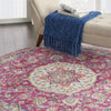 4’ Round Pink and Ivory Medallion Area Rug