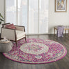 8’ Round Pink and Ivory Medallion Area Rug