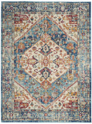 4’ x 6’ Ivory and Light Blue Distressed Area Rug