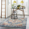 4’ x 6’ Ivory and Light Blue Distressed Area Rug