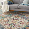 7’ x 10’ Ivory and Light Blue Distressed Area Rug