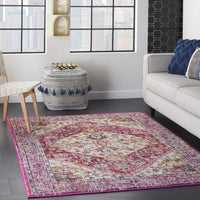 5’ x 7’ Ivory and Pink Oriental Area Rug
