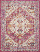 7’ x 10’ Ivory and Pink Oriental Area Rug
