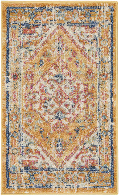 2’ x 3’ Ivory and Yellow Center Medallion Scatter Rug