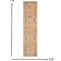 2’ x 8’ Ivory and Yellow Center Medallion Runner Rug