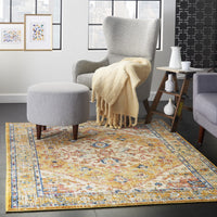 4’ x 6’ Ivory and Yellow Center Medallion Area Rug