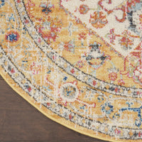 4’ Round Ivory and Yellow Center Medallion Area Rug