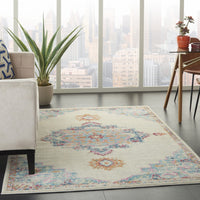 7’ x 10’ Gray Distressed Medallion Area Rug