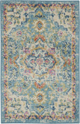 2’ x 3’ Light Blue and Ivory Distressed Scatter Rug