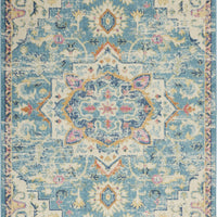 4’ x 6’ Light Blue and Ivory Distressed Area Rug
