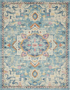 8’ x 10’ Light Blue and Ivory Distressed Area Rug