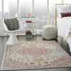 7’ x 10’ Ivory and Pink Medallion Area Rug
