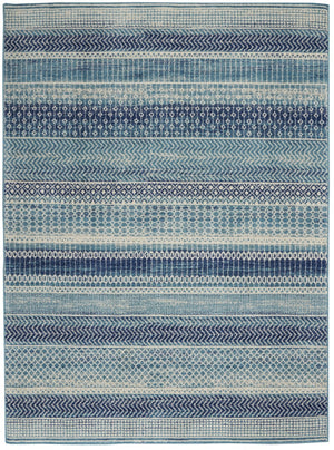 4’ x 6’ Navy Blue Ornate Stripes Area Rug