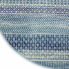 5’ Round Navy Blue Ornate Stripes Area Rug