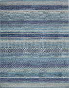 8’ x 10’ Navy Blue Ornate Stripes Area Rug