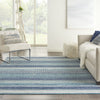 8’ x 10’ Navy Blue Ornate Stripes Area Rug