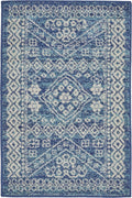 2’ x 3’ Navy Blue and Ivory Persian Motifs Scatter Rug