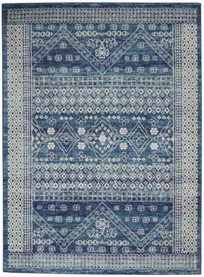 5’ x 7’ Navy Blue and Ivory Persian Motifs Area Rug