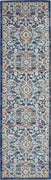 2’ x 8’ Blue White Multi Medallion Runner Rug