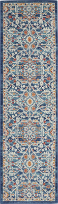 2’ x 8’ Blue White Multi Medallion Runner Rug