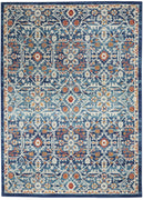 4’ x 6’ Blue White Multi Medallion Area Rug