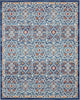 8’ x 10’ Blue White Multi Medallion Area Rug