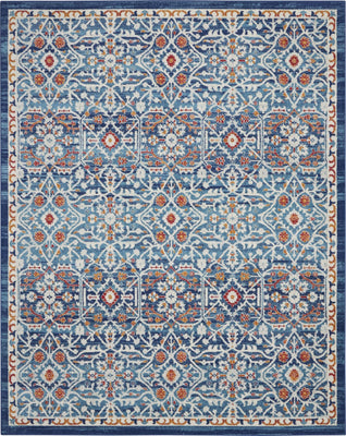 8’ x 10’ Blue White Multi Medallion Area Rug