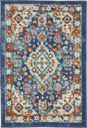 2’ x 3’ Blue and Ivory Medallion Scatter Rug