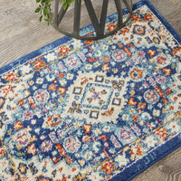 2’ x 3’ Blue and Ivory Medallion Scatter Rug