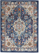 4’ x 6’ Blue and Ivory Medallion Area Rug