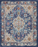 8’ x 10’ Blue and Ivory Medallion Area Rug