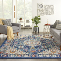 8’ x 10’ Blue and Ivory Medallion Area Rug