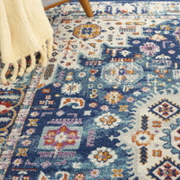 8’ x 10’ Blue and Ivory Medallion Area Rug